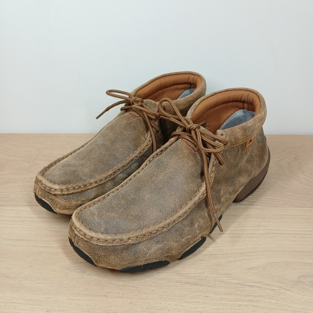 Twisted X Moc Toe Shoes Men 9.5M Brown Leather Lace Up Driving Casual MDM0003